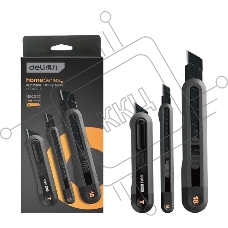 Набор технических ножей Home Series черный Deli HT4003 (ножи 9мм+18мм+Т-образный), эксклюзивный дизайн, корпус из высококачественного софттач пластика