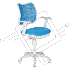 Кресло компьютерное Бюрократ CH-W797/LB/TW-55 TW-55 голубой, спинка сетка, сиденье голубой, пластик белый
