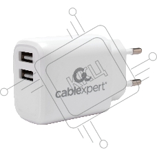 Зарядное устройство Cablexpert MP3A-PC-58, 10.5Вт, 2.1А, 2хUSB, белый, пакет