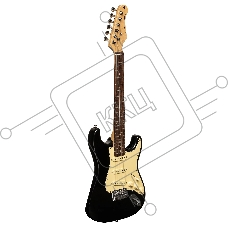 Электрогитара STAGG SES-30 3/4 BK 6-ти струнная, размер 3/4, корпус павловния, гриф клен, накладка палисандр, мензура 576 мм, 22 лада, звукосниматели 3х Single Coil, регуляторы 1x громкости, 2x тона, 5-ти поз. переключатель, цвет черный