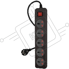 Сетевой фильтр Buro 500UNH-3-BG 3м (5 розеток) черный/серый (коробка)