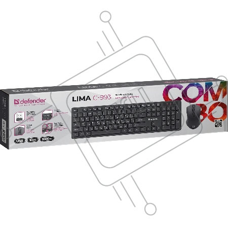 Клавиатура + мышка DEFENDER LIMA C-993 RU BLACK 45993