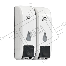 Дозатор для жидкого мыла пластиковый puff-8108 белый с черной кнопкой, 350+350 мл, 22х9х14 см