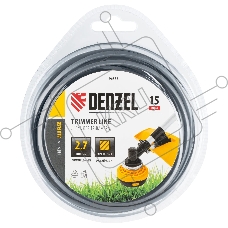 Леска для триммера Denzel армированная алюминием квадратная, 2,7мм х 15м, блистер ALUFLEX