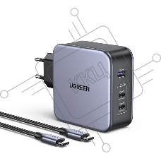 Сетевое зарядное устройство Ugreen 140 Вт GaN, кабель USB C, Black (90549)