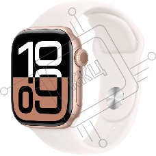 Смарт-часы Apple Watch Series 10 A2997 42мм OLED корпус розовое золото Sport Band ремешок белый разм.брасл.:150-200мм