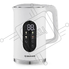 Чайник электрический BRAYER BR6107WH, белый, 2200 Вт, 1.7л, Cool Touch, cенсорное управл, автоотключ