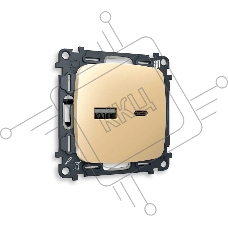 Комплект механизма розетки OMEGA Шампань 2USB A+C 20W (быстрая зарядка) QUANT (OP6110, VM177) MO611010