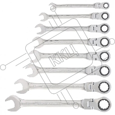 Набор ключей Matrix комбинированных, трещоточных шарнирных 8шт