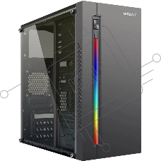 Компьютерный корпус MiniTower Ginzzu D370, RGb, Акриловое стекло, mATX, 2xUSB2.0, черный, без БП, без вентиляторов