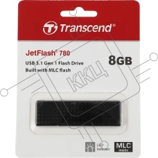 Флешка USB Transcend Jetflash 780 (TS8GJF780), 8Gb, USB 3.0, R/W 100/20, черный / серебристый