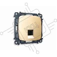 Комплект механизма телефонной розетки OMEGA Шампань RJ-11(4P4C) с шторкой QUANT (OP6120, VM190) MO612030