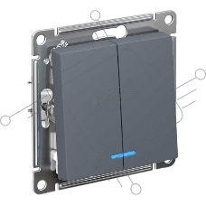 Механизм выключателя 2-кл. СП AtlasDesign 10А IP20 (сх. 5а) 10AX с подсветкой грифель