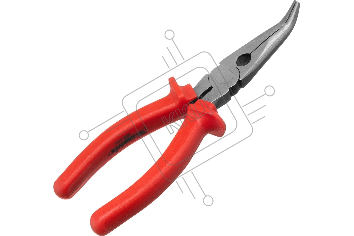 Длинногубцы Matrix 17496 econom 200 мм, изогнутые, шлифованные пластмассовые рукоятки