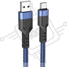 Кабель Hoco U110, USB Type-C (m) - USB (m), 1.2м, MFI, 3A, синий