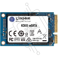 Накопитель SSD Kingston KC600, 256GB, mSATA, R/W 550/500