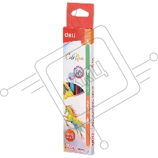 Карандаши цветные Deli EC00500 ColoRun, двухцветные, липа, 12 цветов, коробка с европодвесом (6шт)
