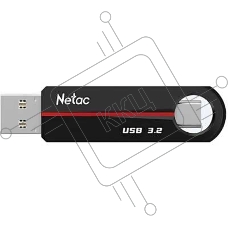 Флешка USB Netac US18 (NT03US18C-256G-32BK), 256Gb, USB 3.2/TypeC, R/W 200/100, черный/красный