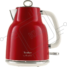 Чайник электрический Tesler KT-1760 красный, 1.7 л, 2200 Вт, скрытый нагревательный элемент
