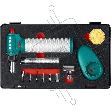 Газовый паяльник KRAFTOOL MULTI TORCH набор 8-в-1, 30-150 Вт, горелка, фен, пьезоподжиг, 1300°С