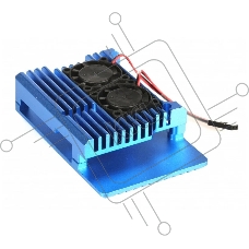 Корпус Qumo Aluminum case with double black fans,  Raspberry Pi 4, blue(RS008)