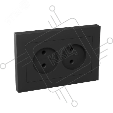 Розетка 2-м СП Эпика 16А без заземл. без защ. шторок с рамкой механизм черный EKF UP1-SOB-200