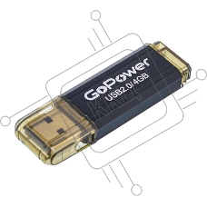 Флешка USB GoPower HIT, 4Gb, USB 2.0, R/W 25/10, черный