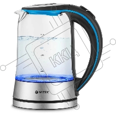 Чайник электрический Vitek VT-7028 1.7л. 2200Вт прозрачный корпус: стекло