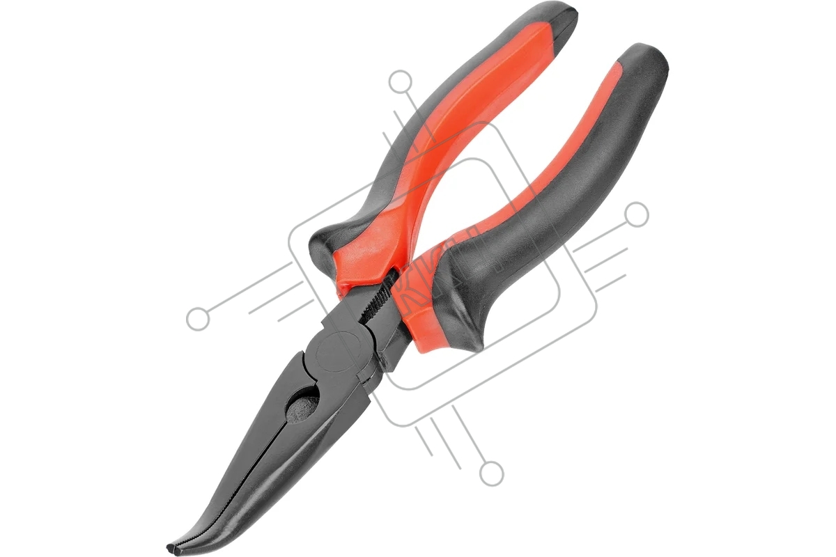 Длинногубцы Matrix black nickel 180 мм, изогнутые, двухкомпонентные рукоятки