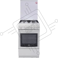 Плита газовая De Luxe 506040.01ГЭ КР белый, конфорок 4 шт, духовка 60 л, 50 см x 85 см x 60 см