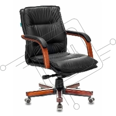 Кресло руководителя Бюрократ T-9927WALNUT-LOW/BL черный, кожа, низкая спинка, крестовина дерево Кресло руководителя Бюрократ T-9927WALNUT-LOW/BL черный, кожа, низкая спинка, крестовина дерево