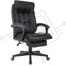 Кресло руководителя Бюрократ CH-824MSG-BF черный, эко.кожа/ткань, крестов. пластик, подст. для ног