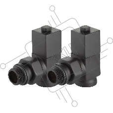 Набор дизайн-вентилей CUBE, угловой черный 1/2