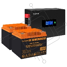 Комплект Источник бесперебойного питания EX295994RUS + батарея 45Aч EX285666RUS 2шт (инвертор, синус, для котла, PF=1, настенный) ExeGate IdealSine SR-1500.LCD.2SH <1500VA/1500W, чистая синусоида, цветной LCD-дисплей, 2*Schuko, крепление настенное, Black>