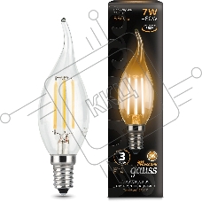 Лампа светодиодная Gauss Filament 7Вт цок.:E14 свеча 220B св.свеч.бел.теп. CF35 (упак.:10шт) (104801107)