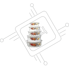 Набор контейнеров Mallony Familia, 195/340/600/850/1250 мл.
