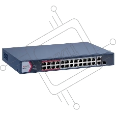 Коммутатор HiWatch DS-S1326-PI, 24×100 Мбит/с PoE + 2×1 Гбит/с Uplink, неуправляемый