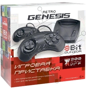 Игровая консоль RETRO GENESIS JUNIOR (300 игр, 8 бит, NES, AV, 2 проводных джойстика, microUSB)