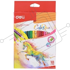 Карандаши цветные Deli EC00310 ColoRun тополь 18цв. коробка/европод.