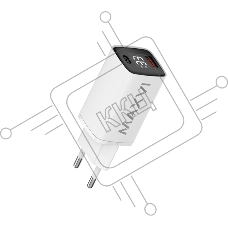 Сетевое зарядное устройство Maxvi A402PD LED 33W, 1xUSB-A, 1xUSB-C, белый