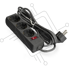 Удлинитель ExeGate EC-3-3B EX279351RUS чёрный, 3 м, евровилка, 3 розетки, 2200 Вт