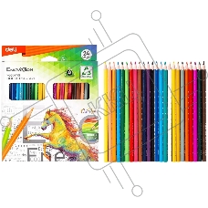 Карандаши цветные Deli EC113-24 Enovation, трехгранный профиль, пластик 24 цвета, коробка с европодвесом (24шт)