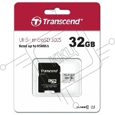 Флеш карта Micro SecureDigital 32Gb Transcend TS32GUSD300S-A{MicroSDHC Class 10 UHS-I, SD adapter}