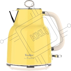 Чайник электрический Tesler KT-1760 желтый, 1.7 л, 2200 Вт, скрытый нагревательный элемент