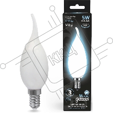 Лампа филам. Gauss Filament 5Вт цок.:E14 свеча 220B св.свеч.бел.нейт. (упак.:10шт) (104201205)
