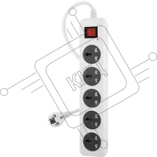 Сетевой фильтр Buro 500UNH-5-WG 5 м, 5 розеток, белый/серый, коробка