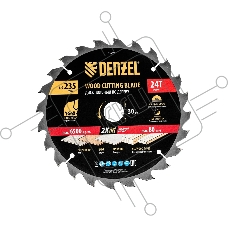 Пильный диск по дереву Denzel ф235 х 30 мм, 24 зубьев 733537