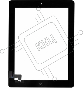 Сенсорное стекло (тачскрин) для iPad 2 (A1395, A1396, A1397), черное с кнопкой OEM