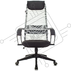 Кресло руководителя Бюрократ CH-607 TW-02 светло-серый, сиденье черный, сетка/ткань, с подголов. крестовина пластик