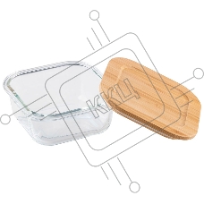 Контейнер LEONORD BAMBU, объем: 500 мл, из жаропрочного стекла с крышкой из бамбука, квадратный (106021)